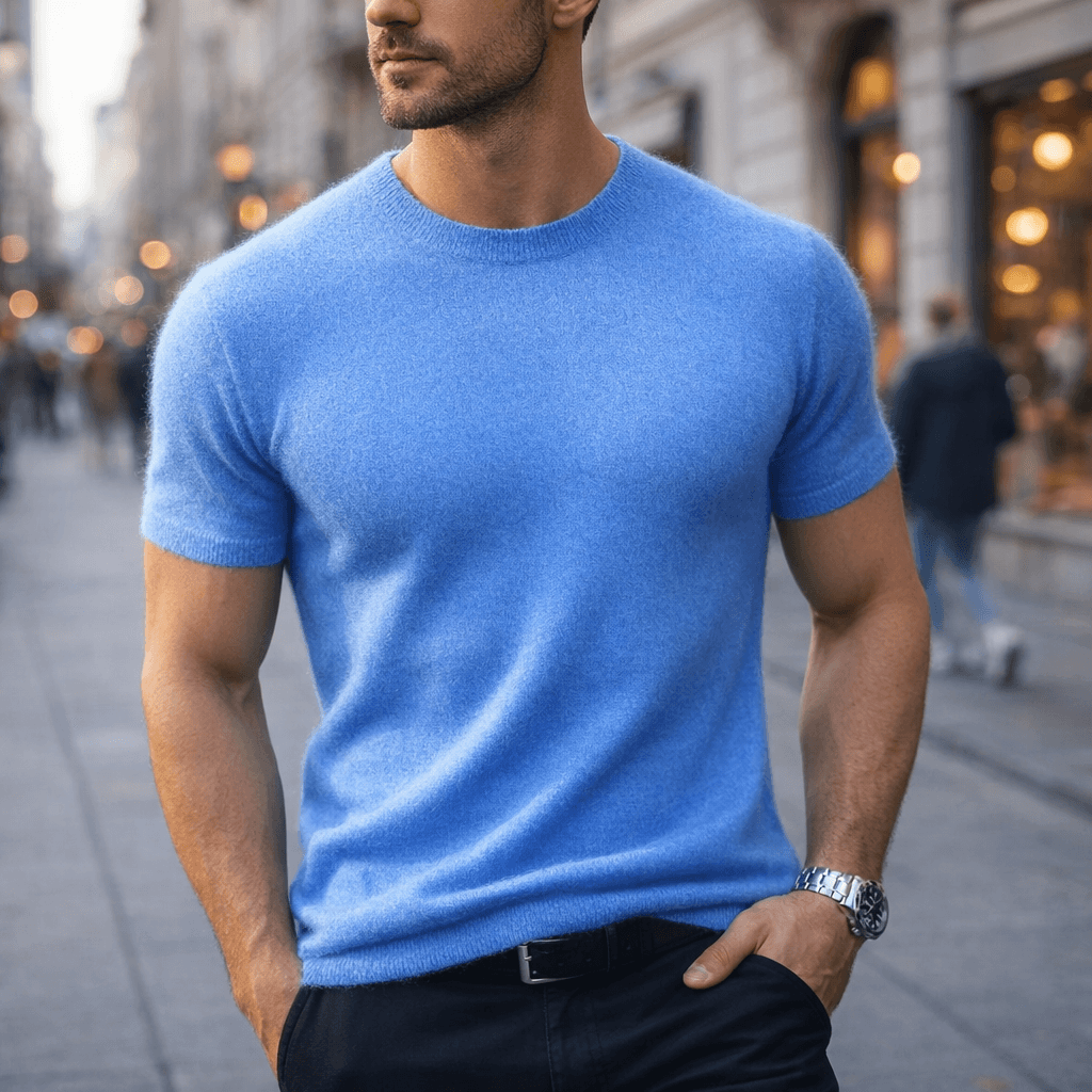 Men’s Cashmere Short Sleeve T-Shirt – Lightweight