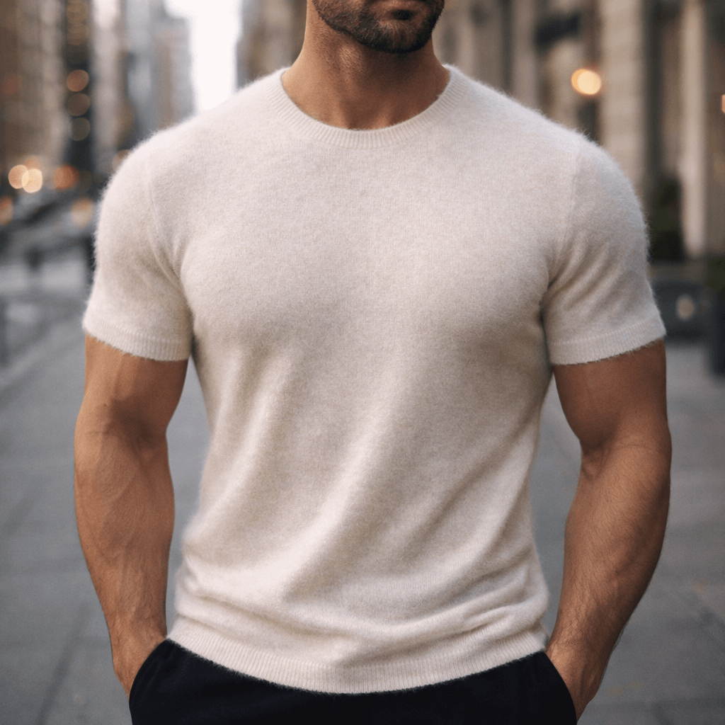 Men’s Cashmere Short Sleeve T-Shirt – Lightweight