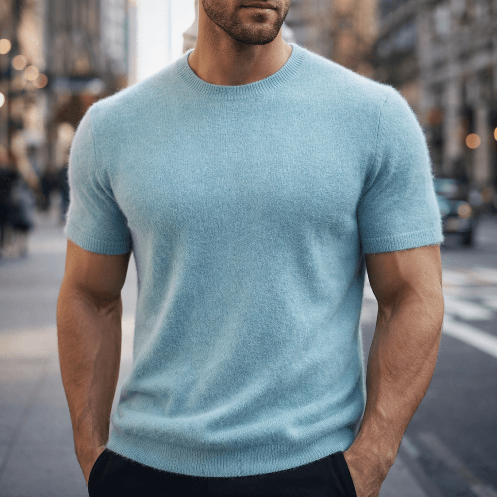 Men’s Cashmere Short Sleeve T-Shirt – Lightweight
