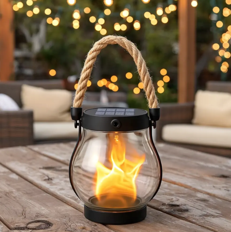 Solar Flame Outdoor Lantern - LED Waterproof Garden Path Light