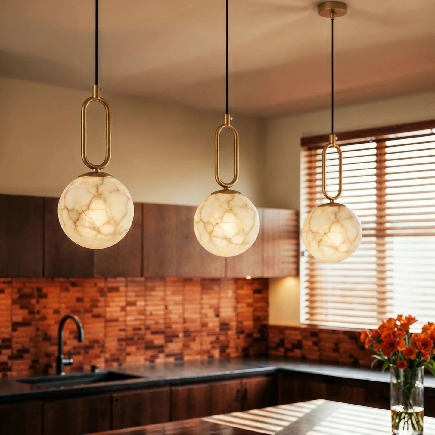 Modern Natural Marble LED Pendant Light