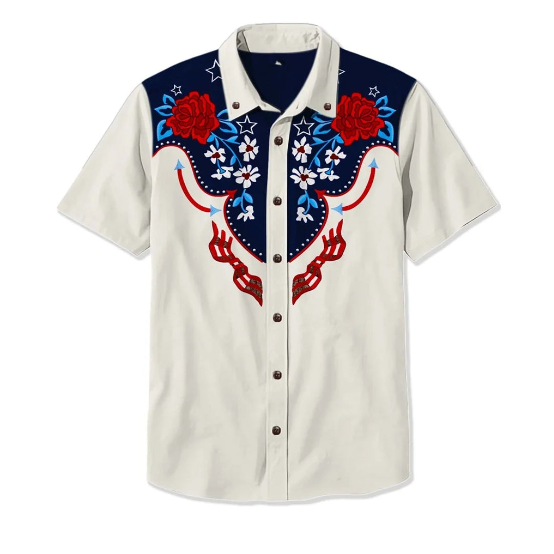 Men’s Embroidered Western Shirt – Relaxed Fit