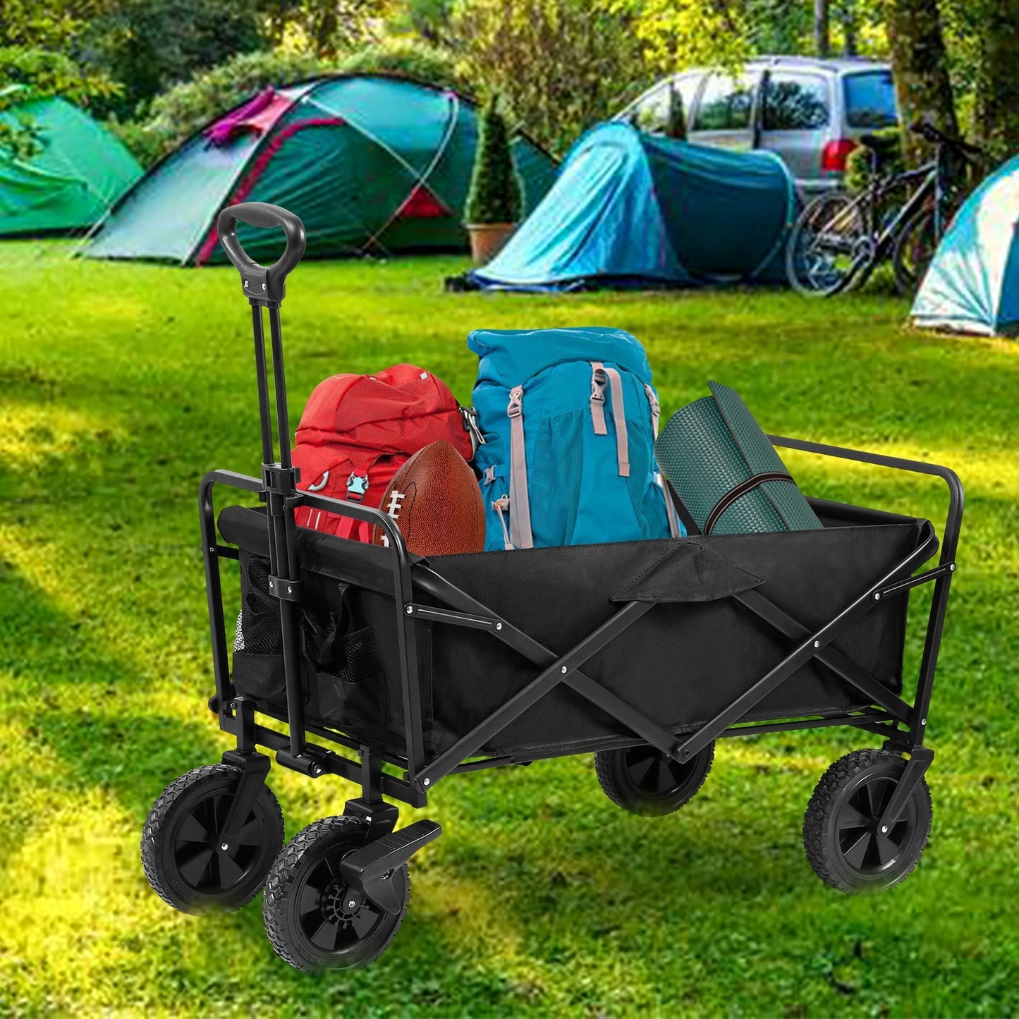 Foldable Camping Cart 100kg - Heavy Duty Garden Beach Trolley