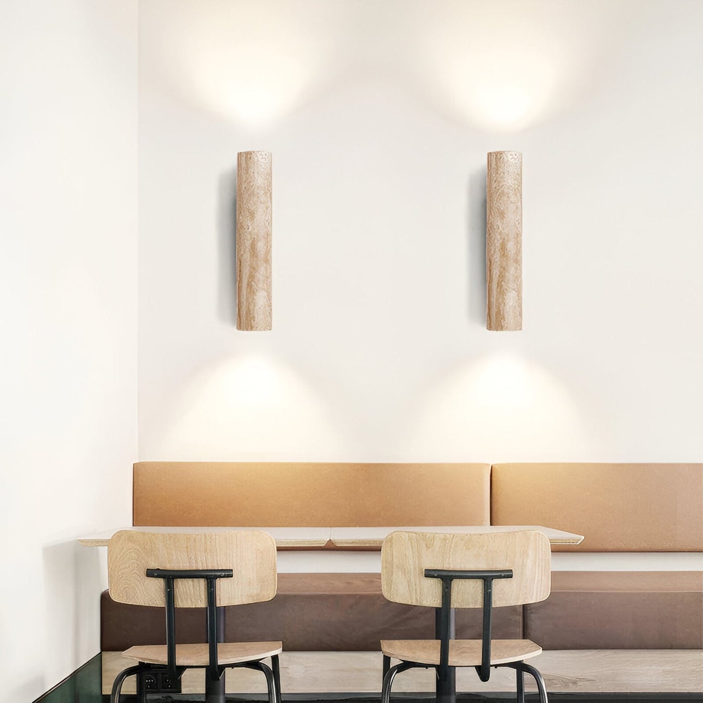 Travertine & Wood LED Wall Light