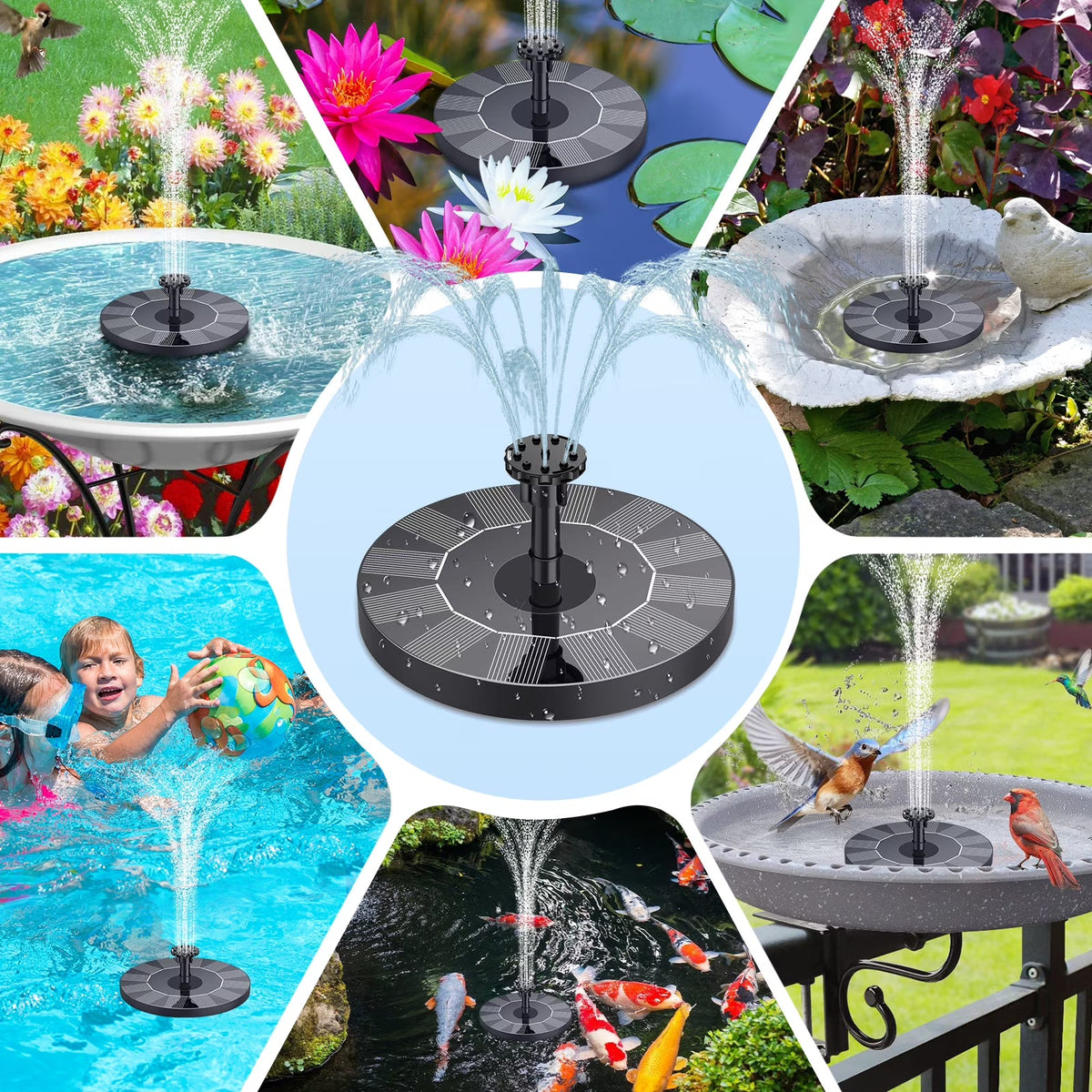 Solar Floating Fountain Pump - Eco Water Feature for Birdbaths