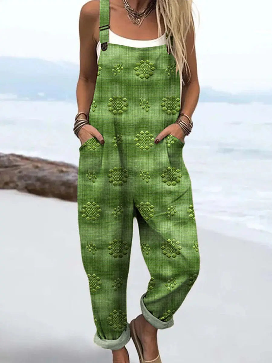 Women's Woven Floral Jumpsuit - Relaxed Wide Leg Summer Romper