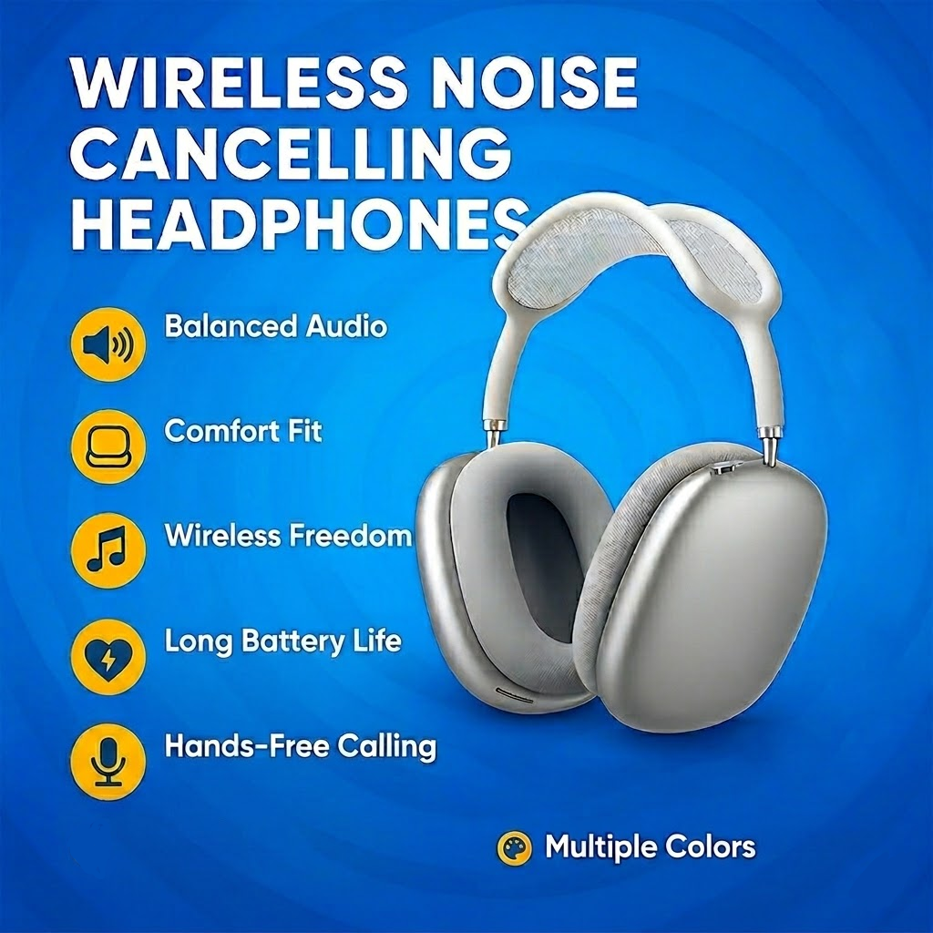 Wireless Bluetooth Over Ear Headphones - 40mm Driver USB-C Mic