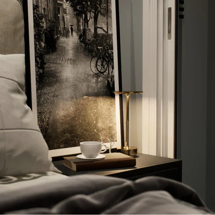 Rechargeable Brass Table Lamp – Modern Wireless LED Accent Light