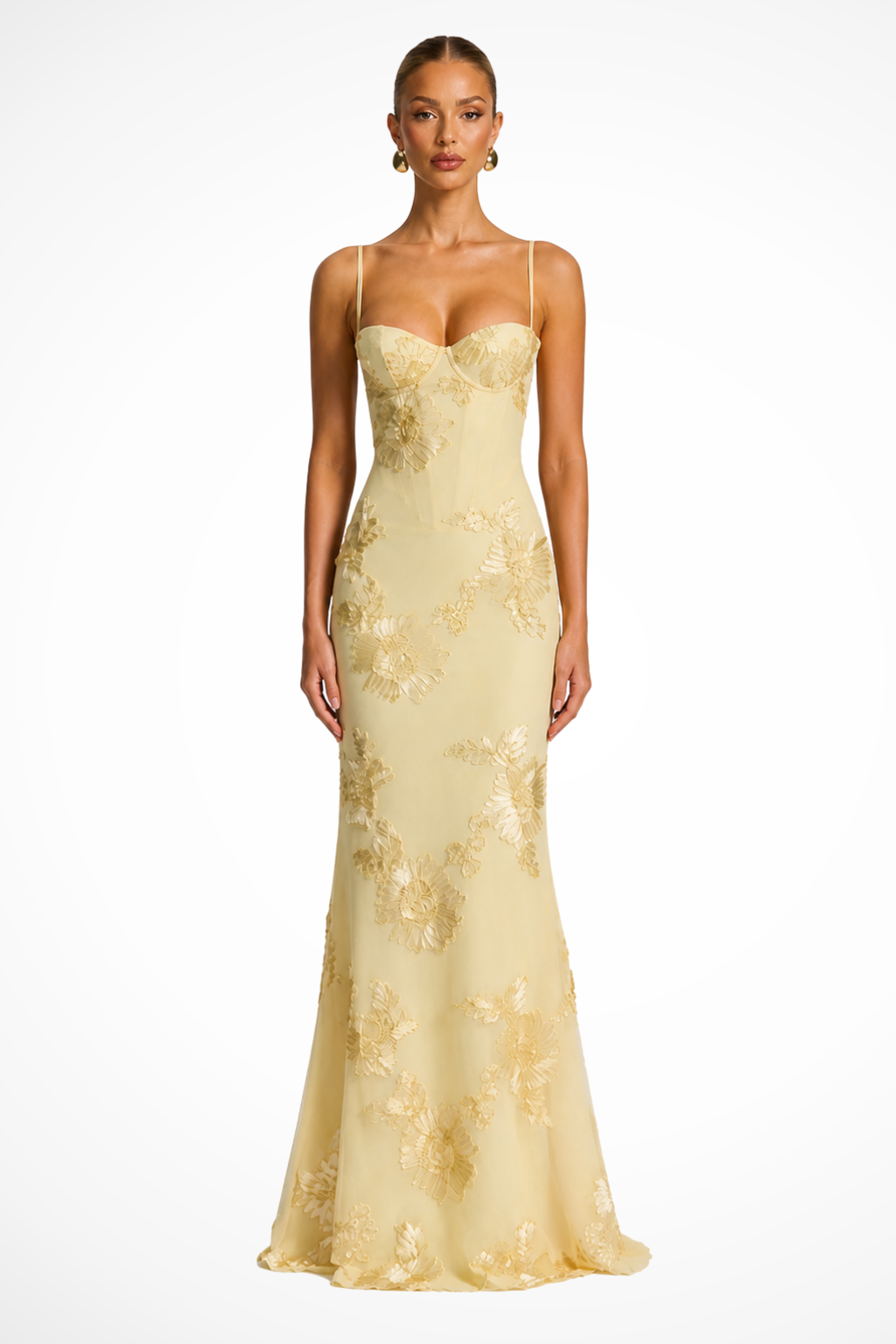 Women’s Floral Embroidered Corset Maxi Dress