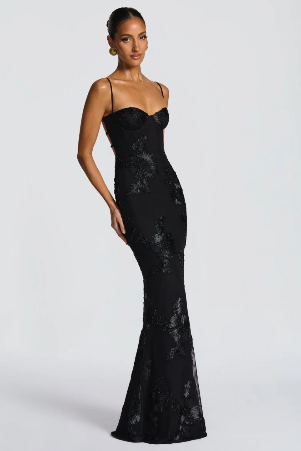 Women’s Floral Embroidered Corset Maxi Dress