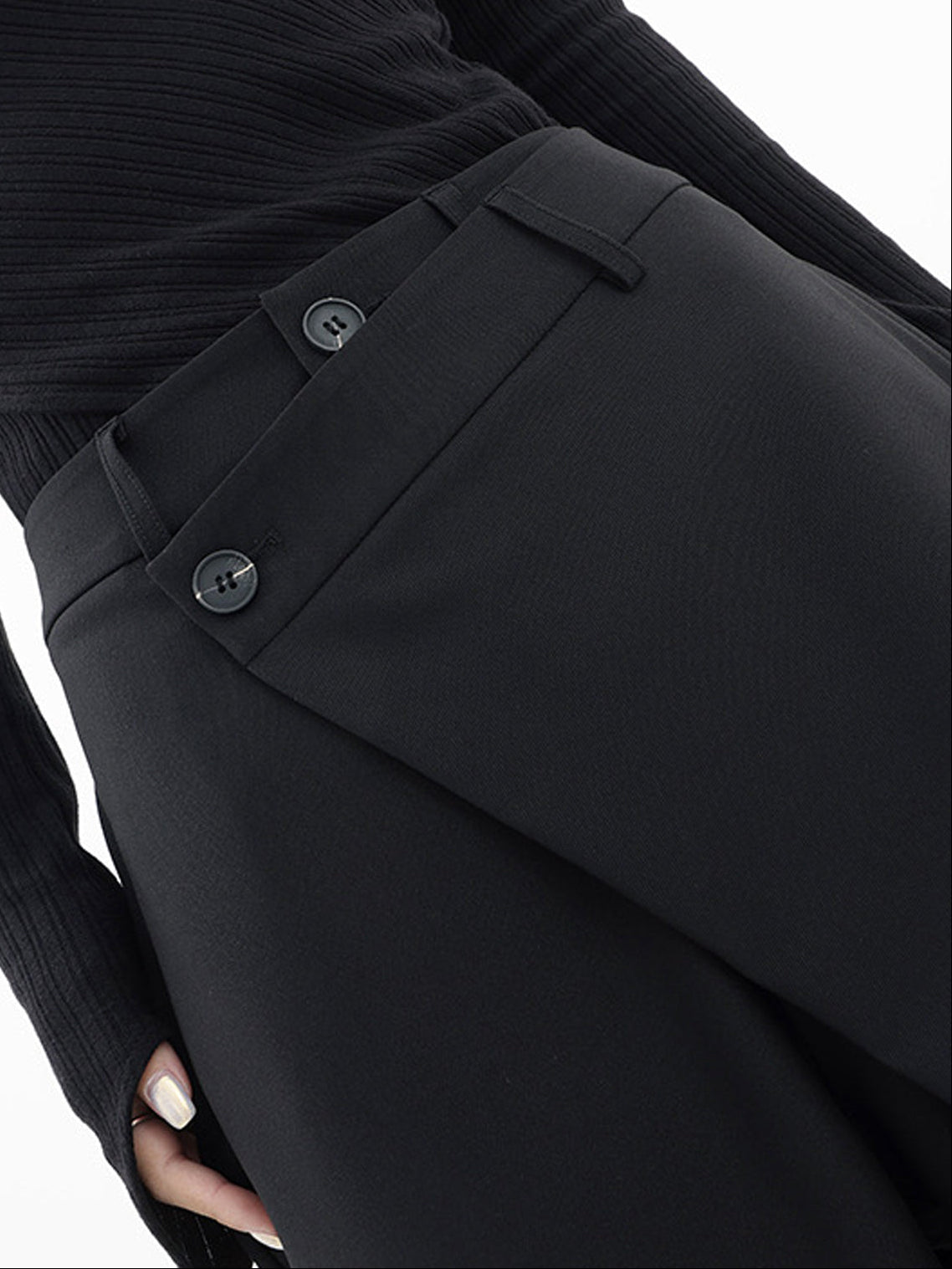 Women’s Wide Leg Dress Pants with Button Detail