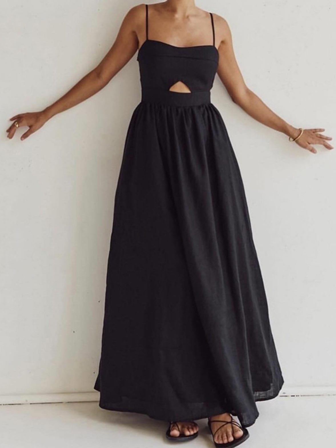 Women’s Linen Maxi Dress with Spaghetti Straps
