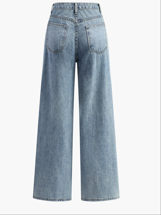 Women’s Asymmetric Waist Wide Leg Jeans