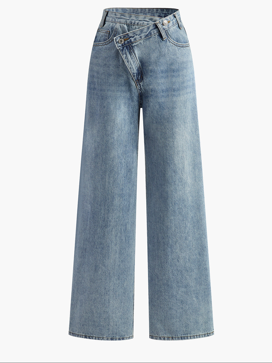 Women’s Asymmetric Waist Wide Leg Jeans