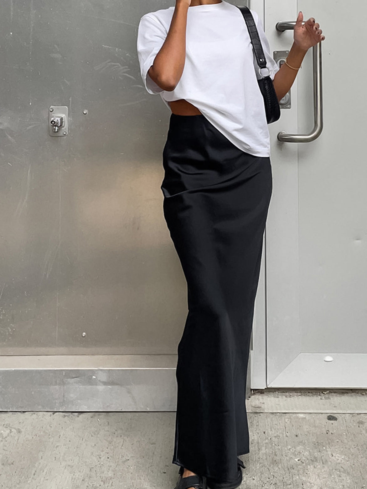 Long Satin Maxi Skirt for Women