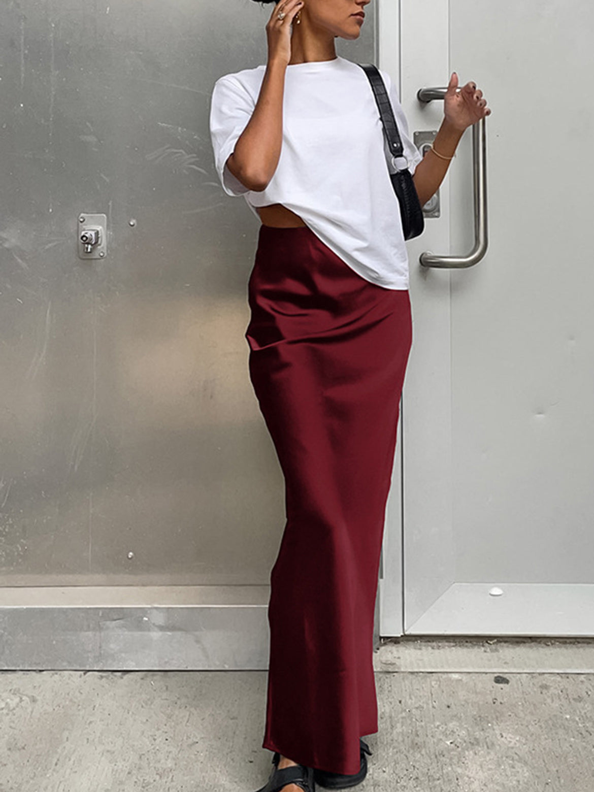 Long Satin Maxi Skirt for Women
