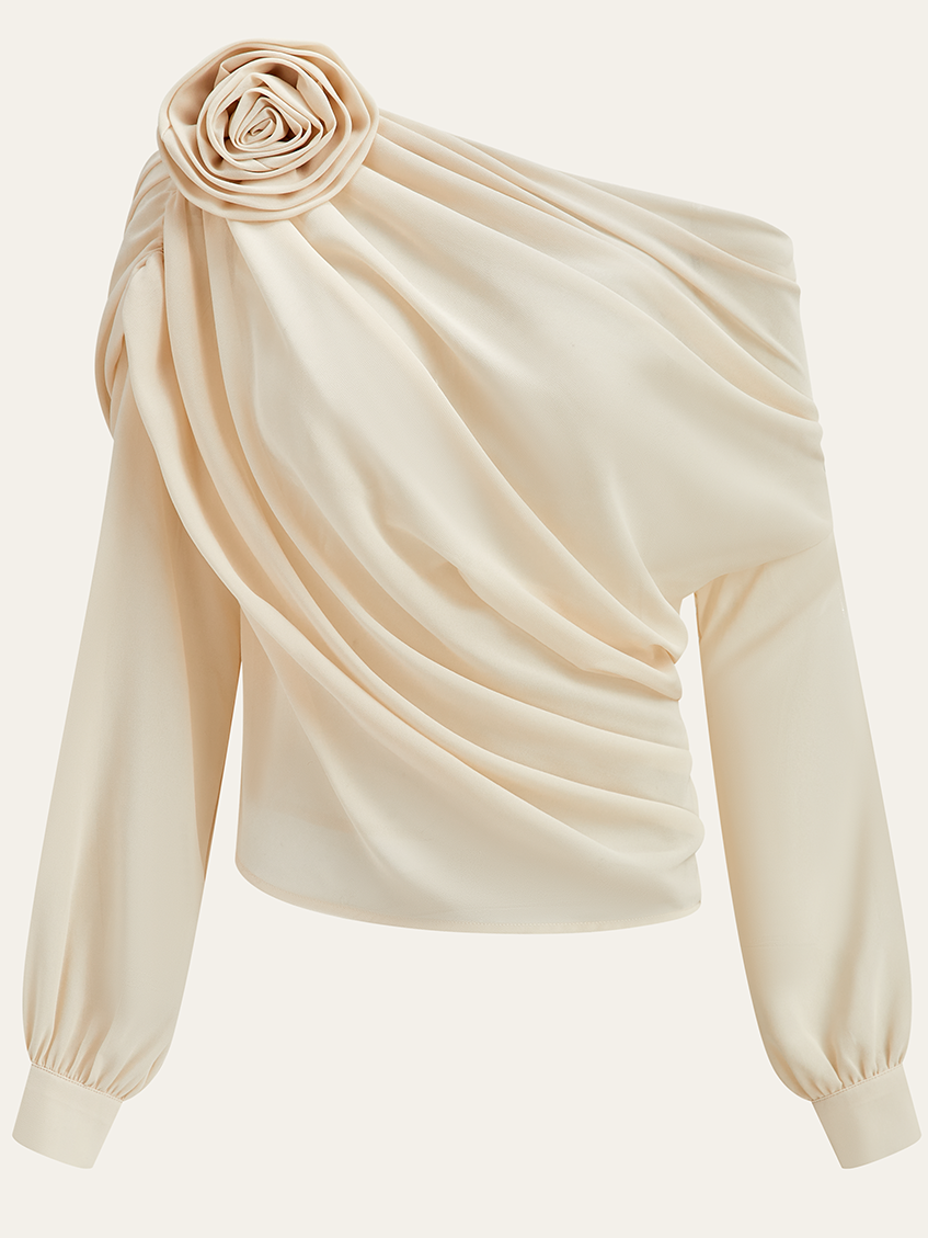 One Shoulder Chiffon Blouse for Women