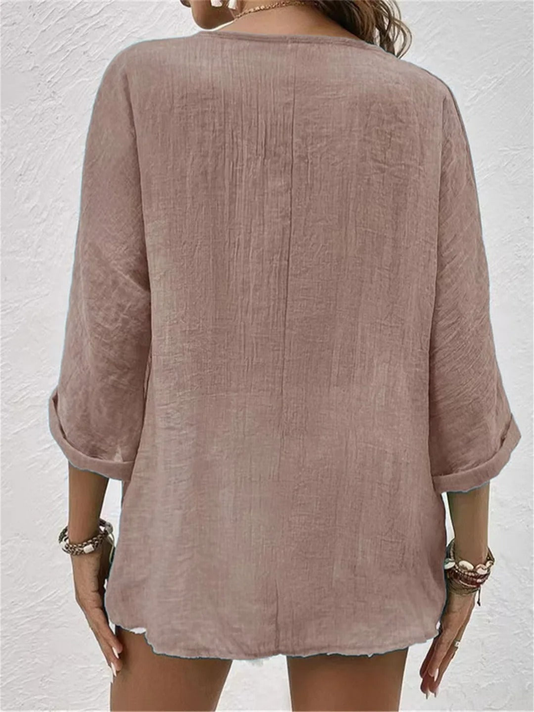 Women’s Crinkle Cotton V-Neck Top