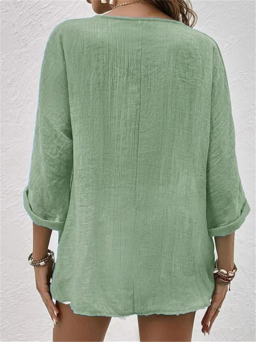 Women’s Crinkle Cotton V-Neck Top