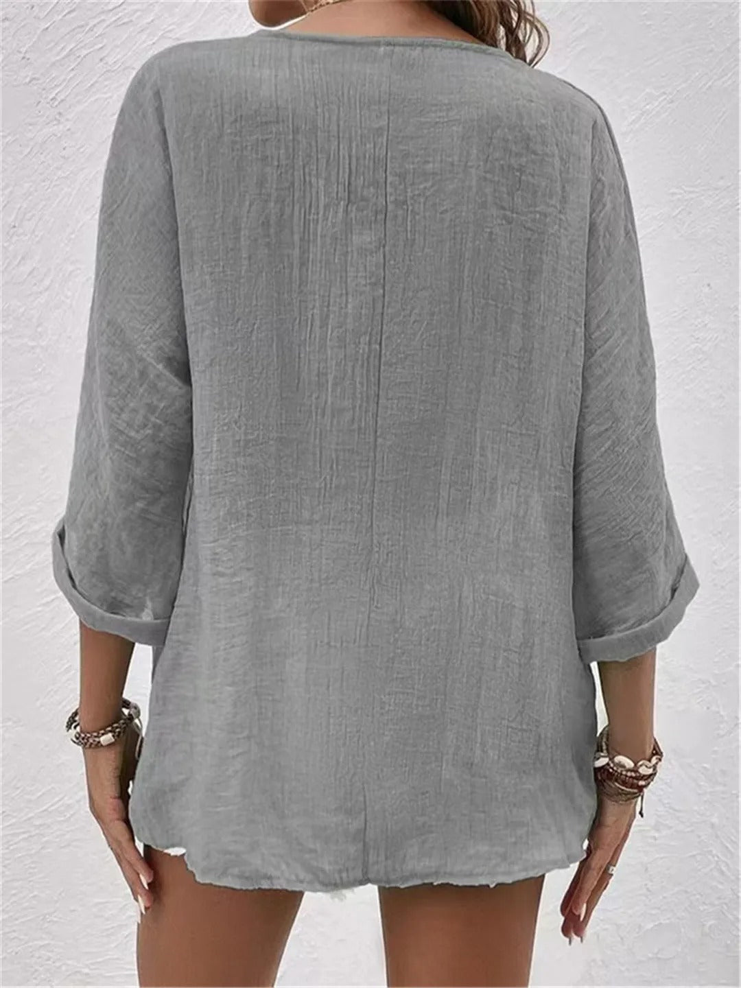 Women’s Crinkle Cotton V-Neck Top