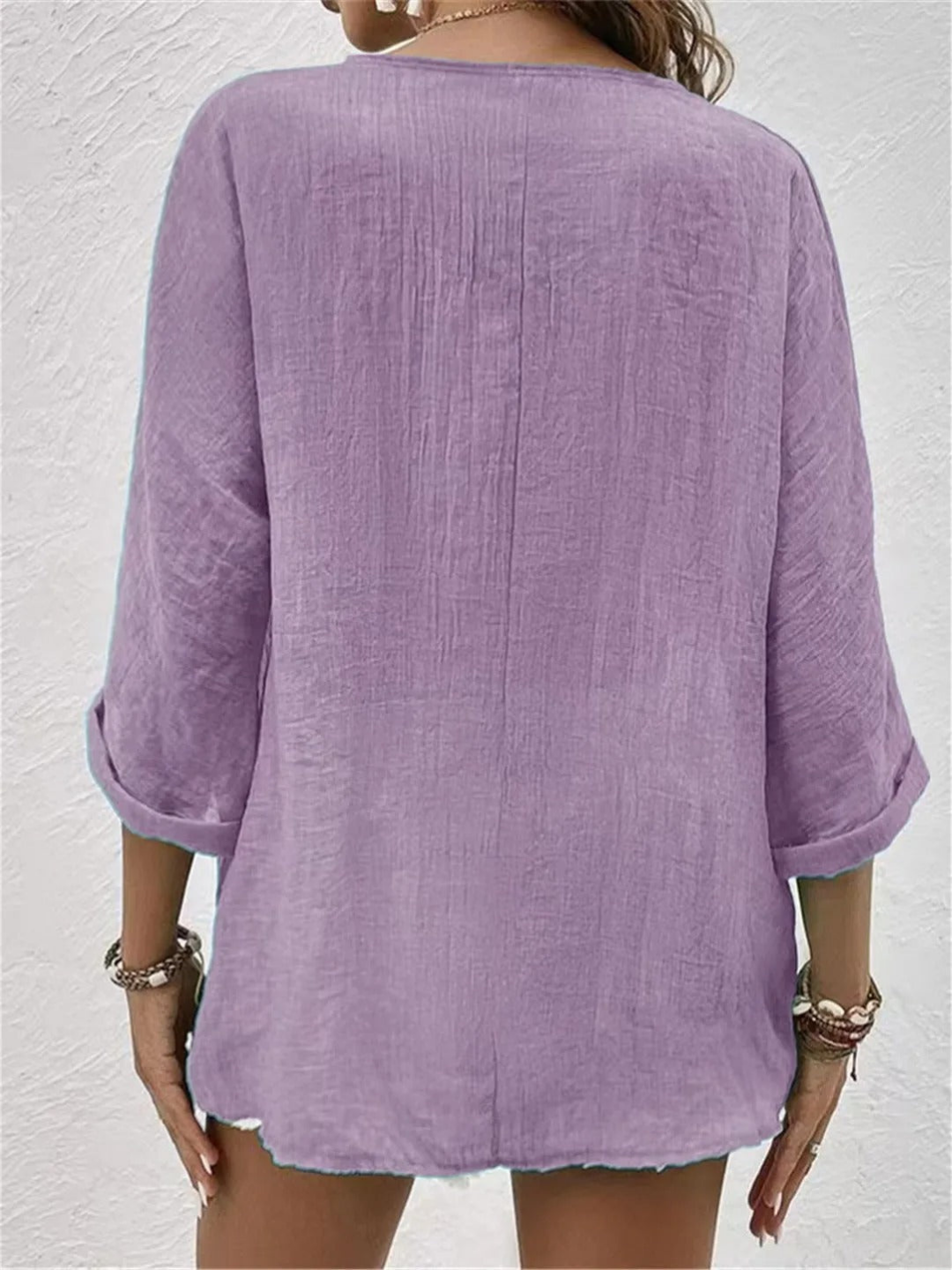 Women’s Crinkle Cotton V-Neck Top