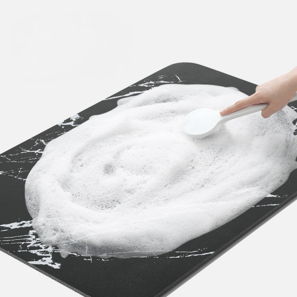 Quick-Dry Stone-Style Bathroom Mat with Marble Pattern