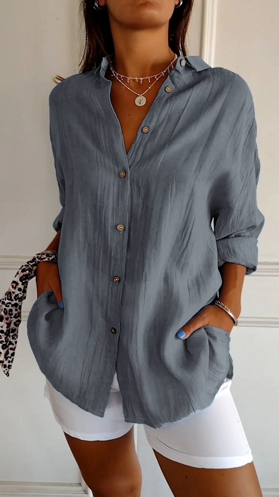 Women’s Oversized Linen Button Down Shirt
