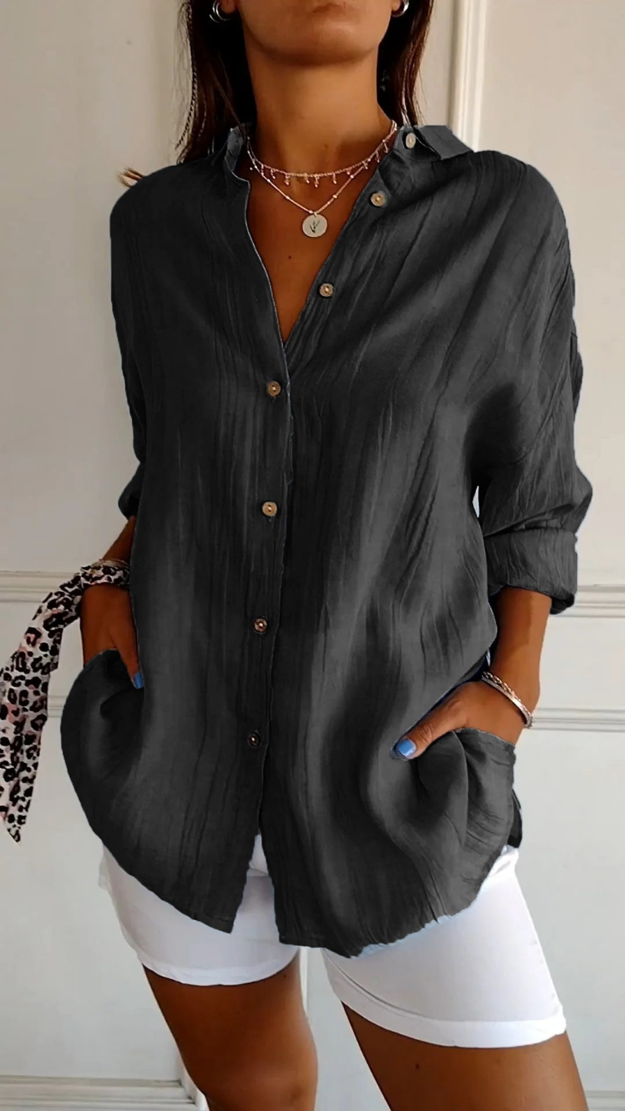 Women’s Oversized Linen Button Down Shirt