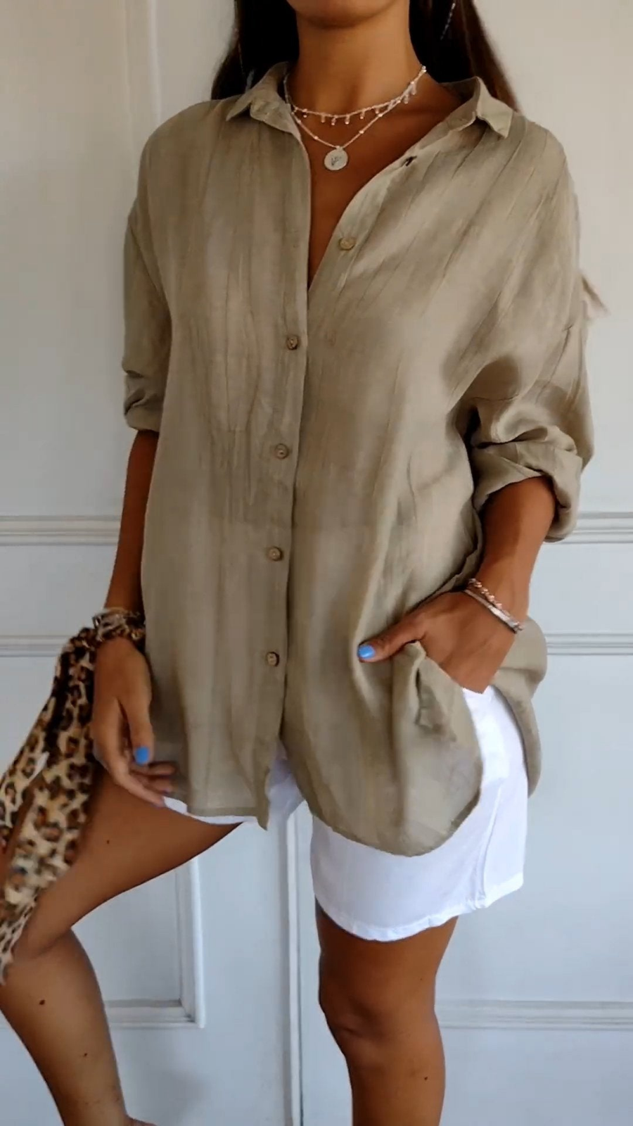 Women’s Oversized Linen Button Down Shirt