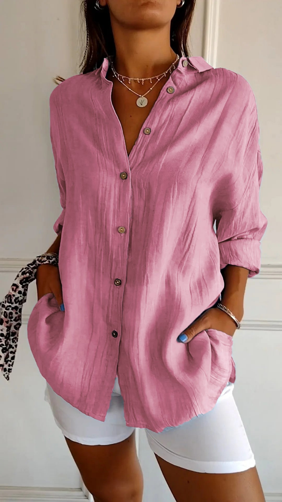 Women’s Oversized Linen Button Down Shirt
