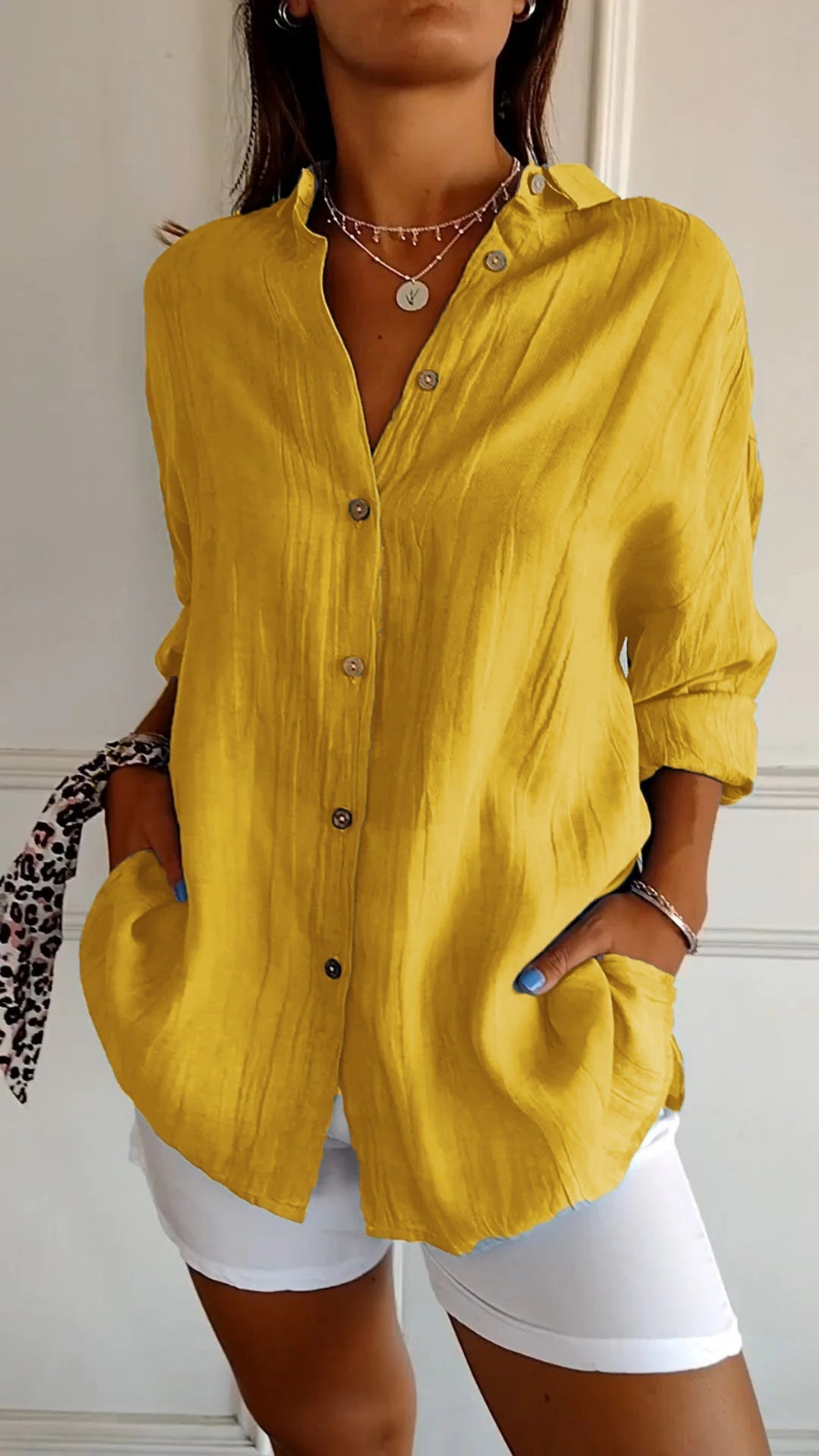 Women’s Oversized Linen Button Down Shirt