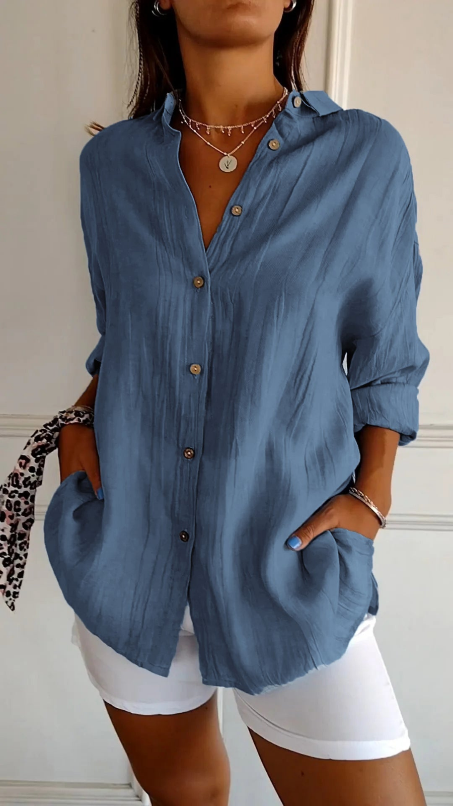 Women’s Oversized Linen Button Down Shirt