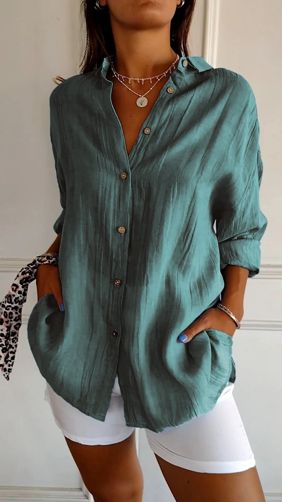 Women’s Oversized Linen Button Down Shirt