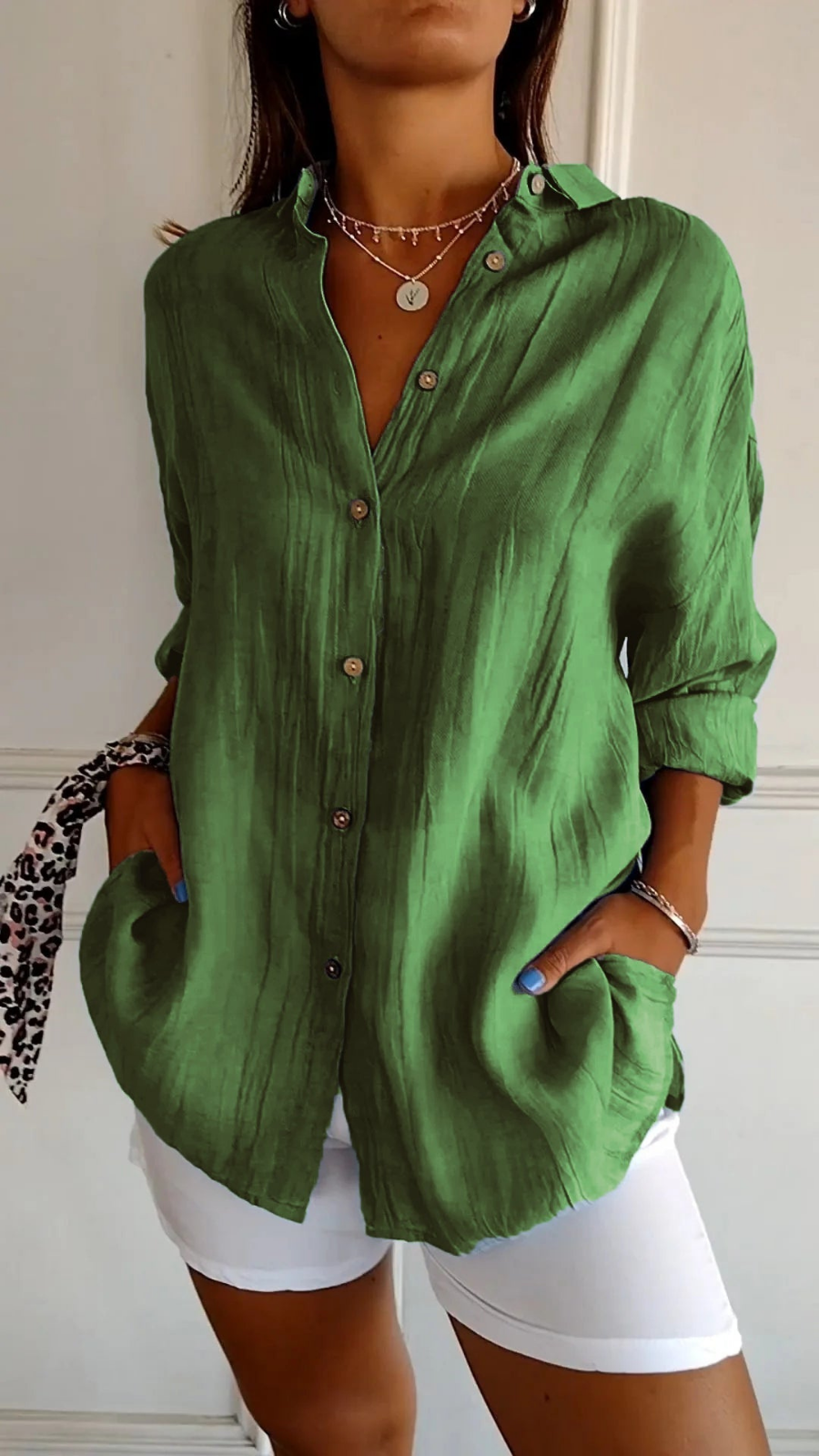 Women’s Oversized Linen Button Down Shirt