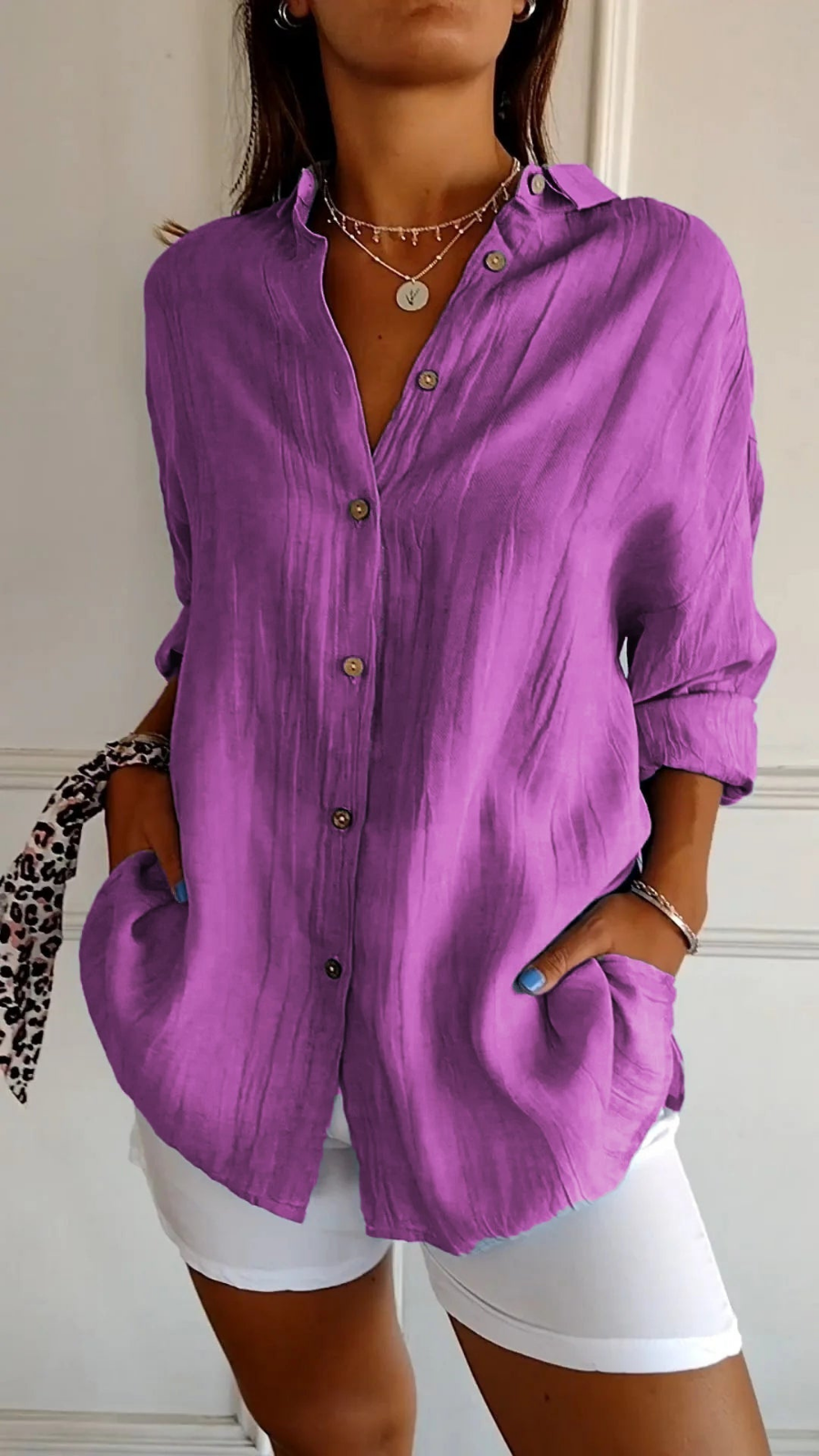 Women’s Oversized Linen Button Down Shirt