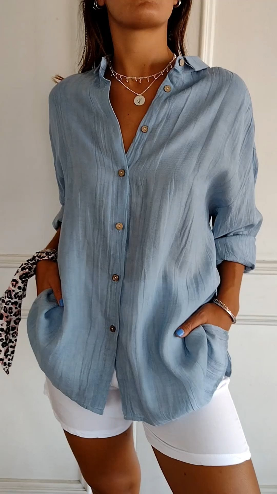 Women’s Oversized Linen Button Down Shirt
