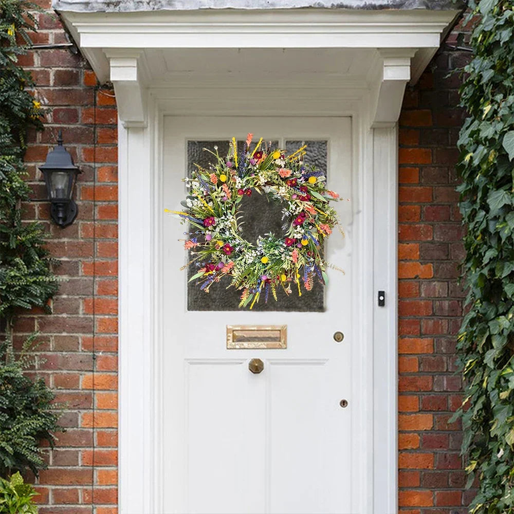 Decorative Artificial Flower Wreath Indoor Outdoor Door Display