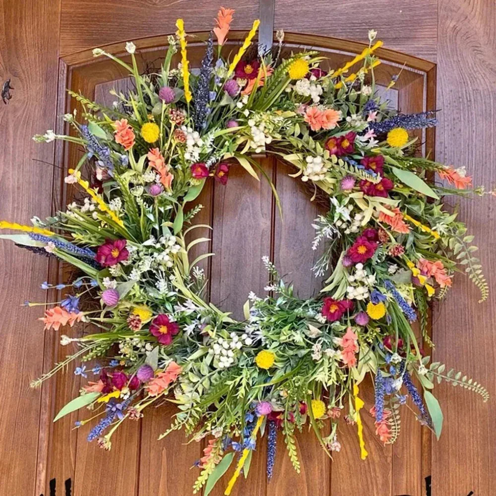 Decorative Artificial Flower Wreath Indoor Outdoor Door Display