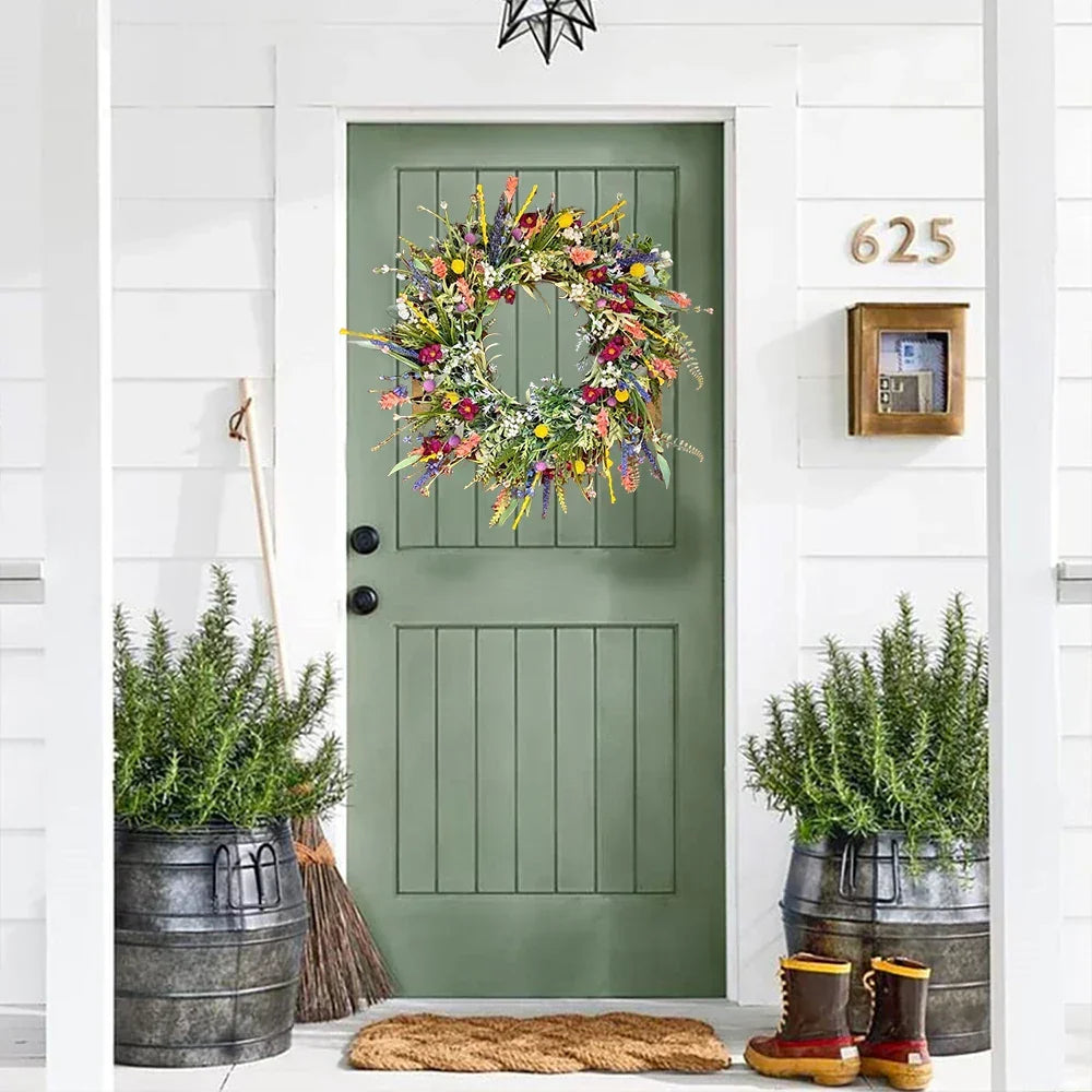 Decorative Artificial Flower Wreath Indoor Outdoor Door Display