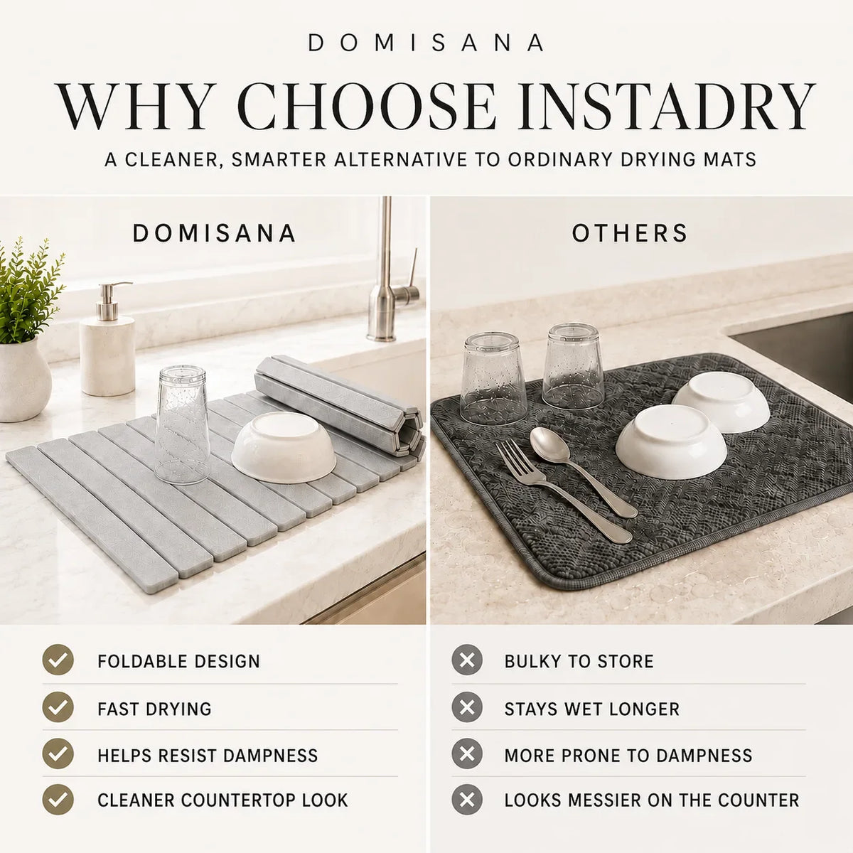 Quick-Dry Stone Sink Mat for Kitchen Counters