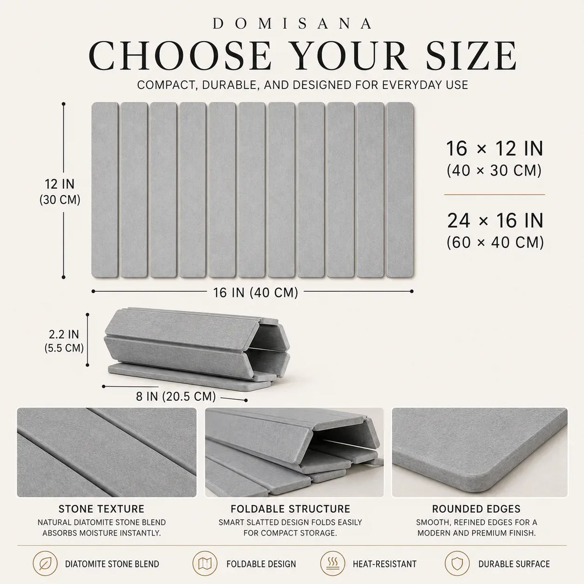 Quick-Dry Stone Sink Mat for Kitchen Counters