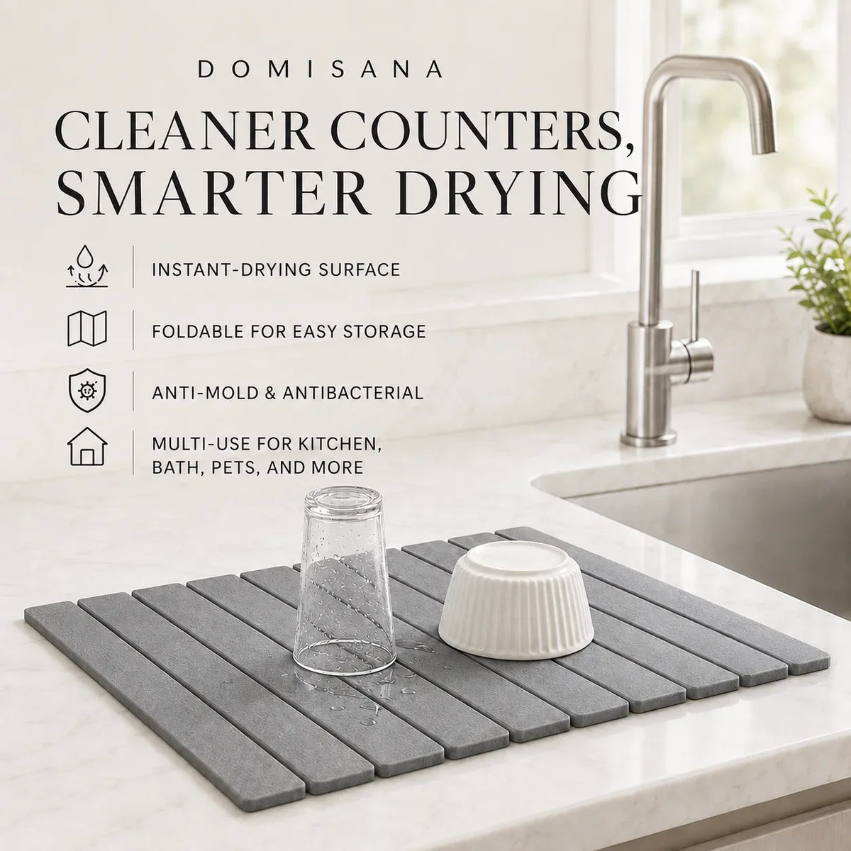 Quick-Dry Stone Sink Mat for Kitchen Counters