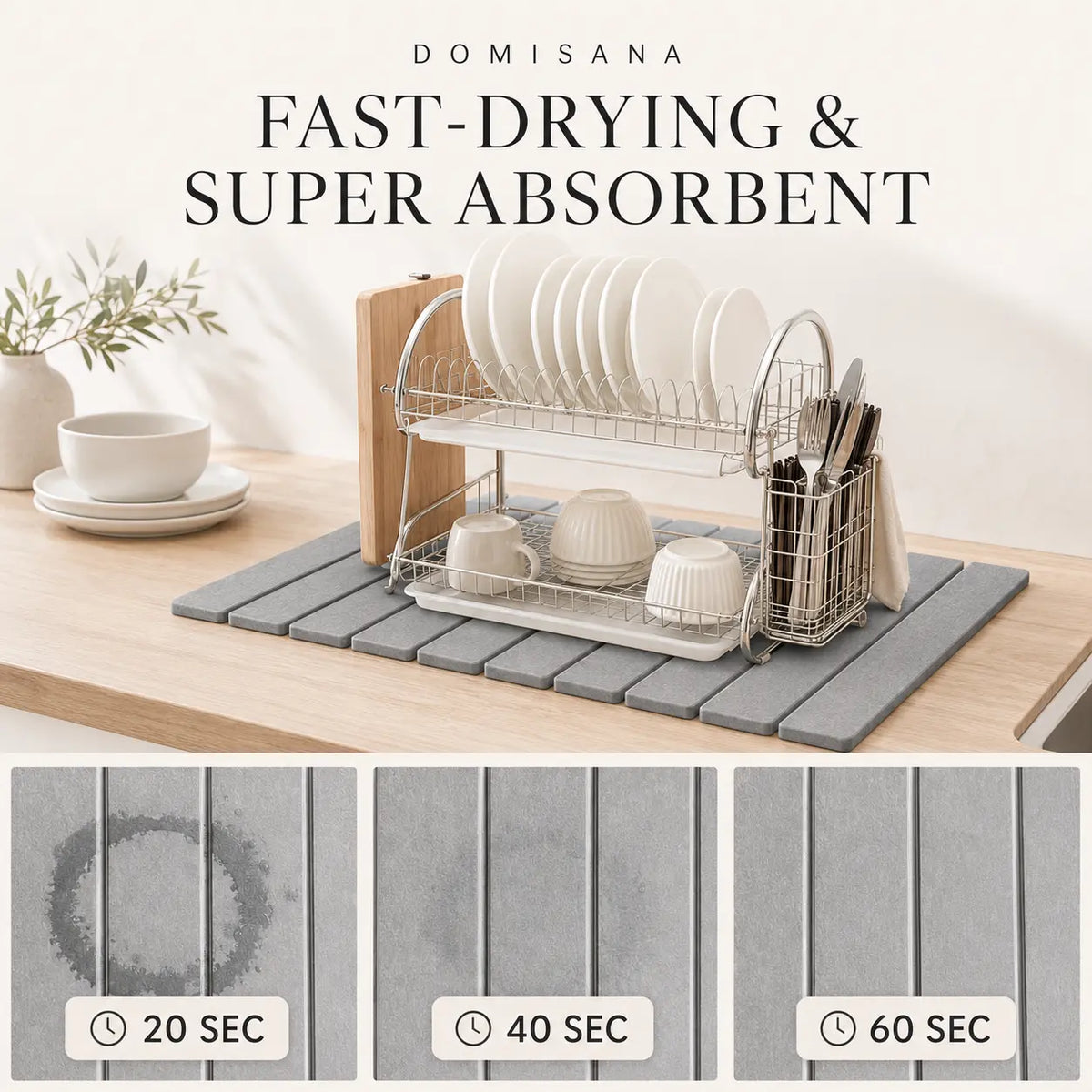 Quick-Dry Stone Sink Mat for Kitchen Counters