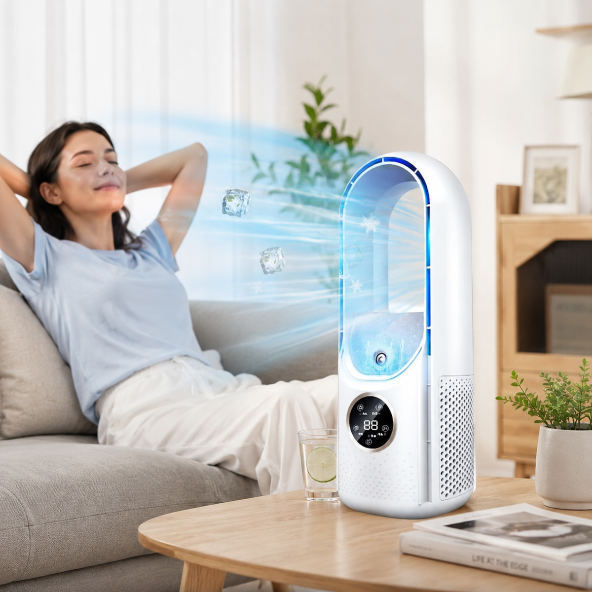 Portable Bladeless Air Cooler and Heater with Timer