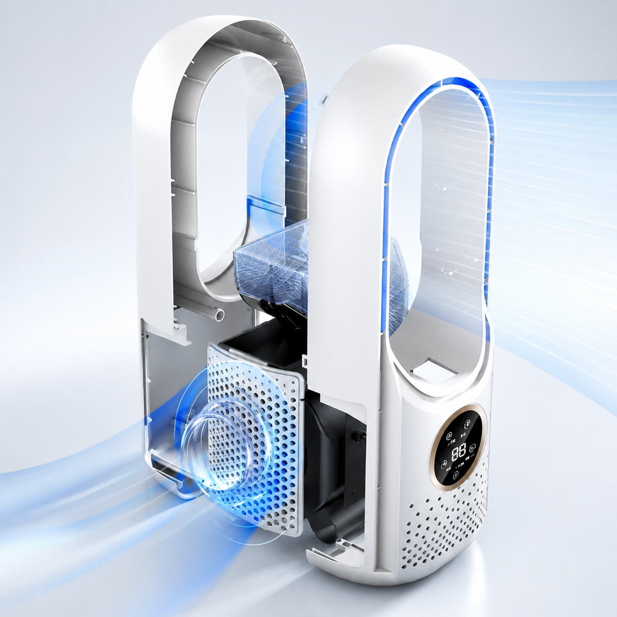Portable Bladeless Air Cooler and Heater with Timer