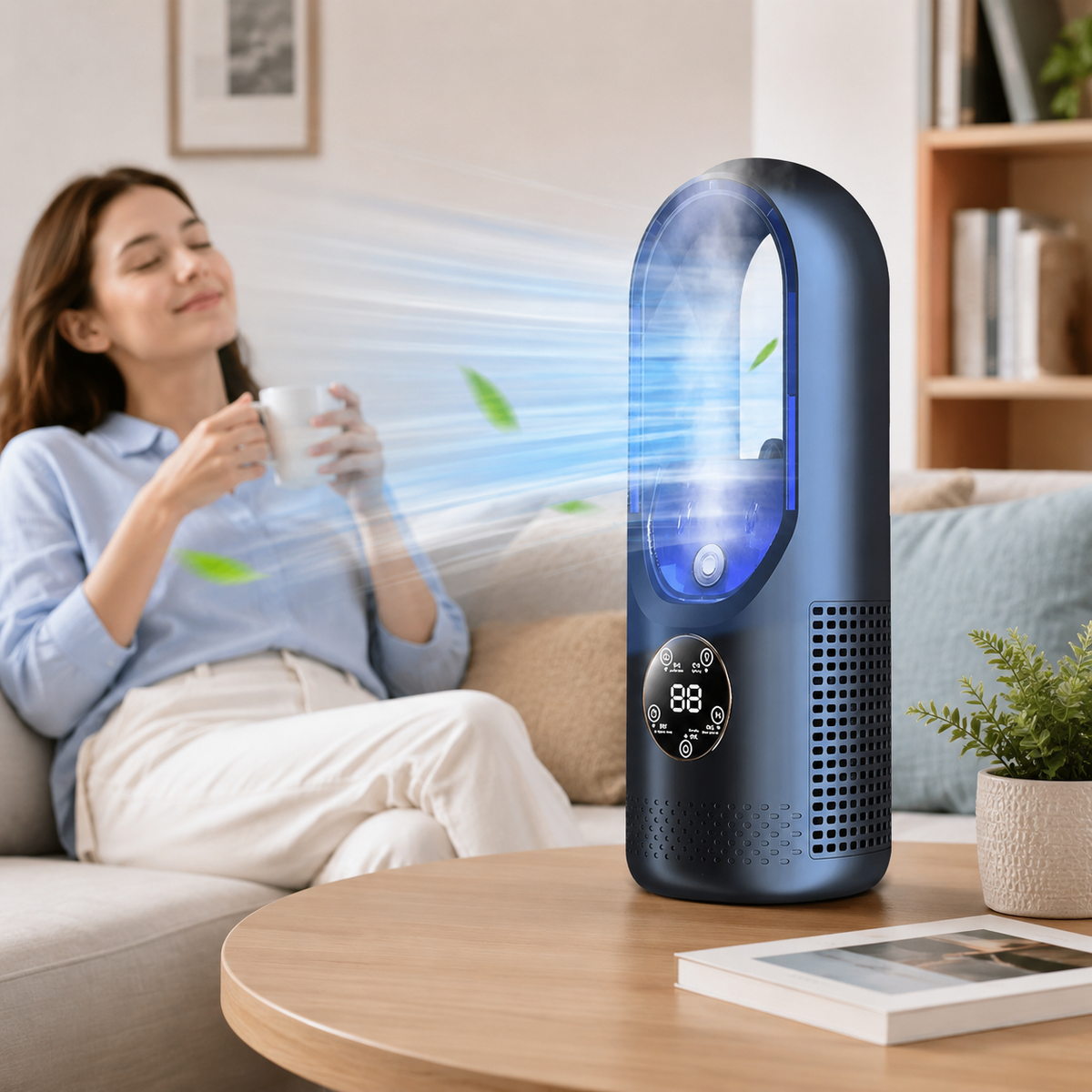 Portable Bladeless Air Cooler and Heater with Timer