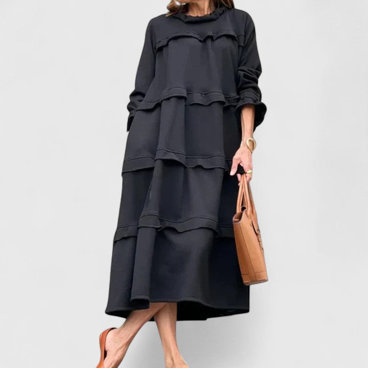 Women’s Tiered Ruffle Long Sleeve Midi Dress