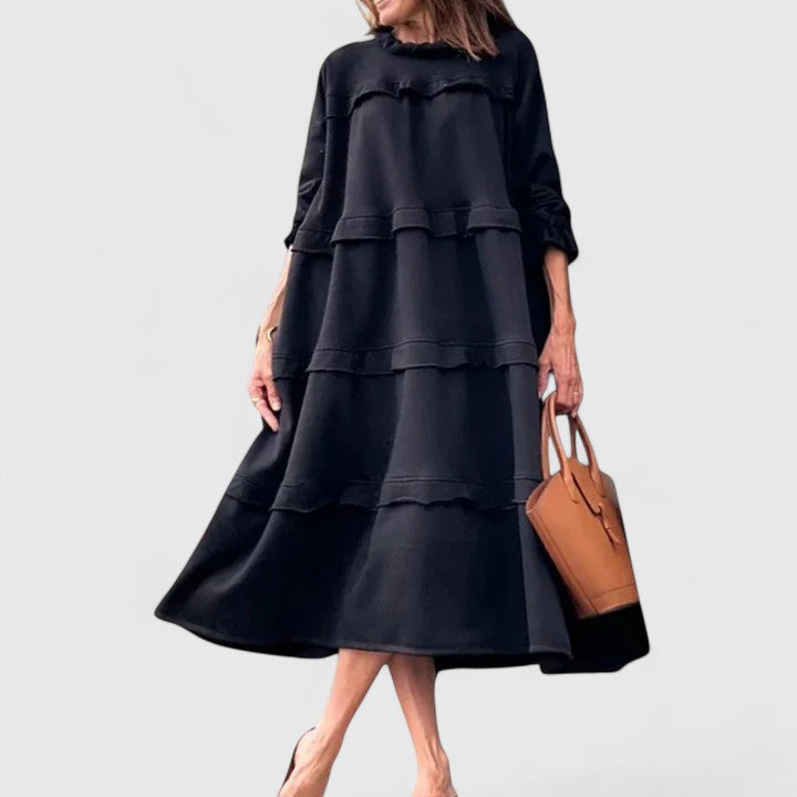 Women’s Tiered Ruffle Long Sleeve Midi Dress
