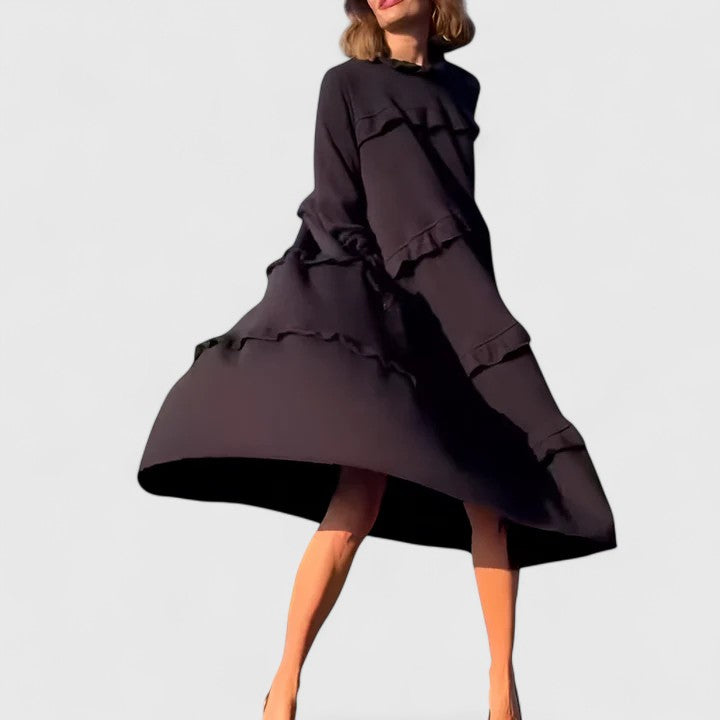 Women’s Tiered Ruffle Long Sleeve Midi Dress