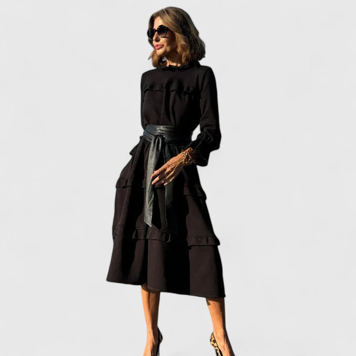 Women’s Tiered Ruffle Long Sleeve Midi Dress